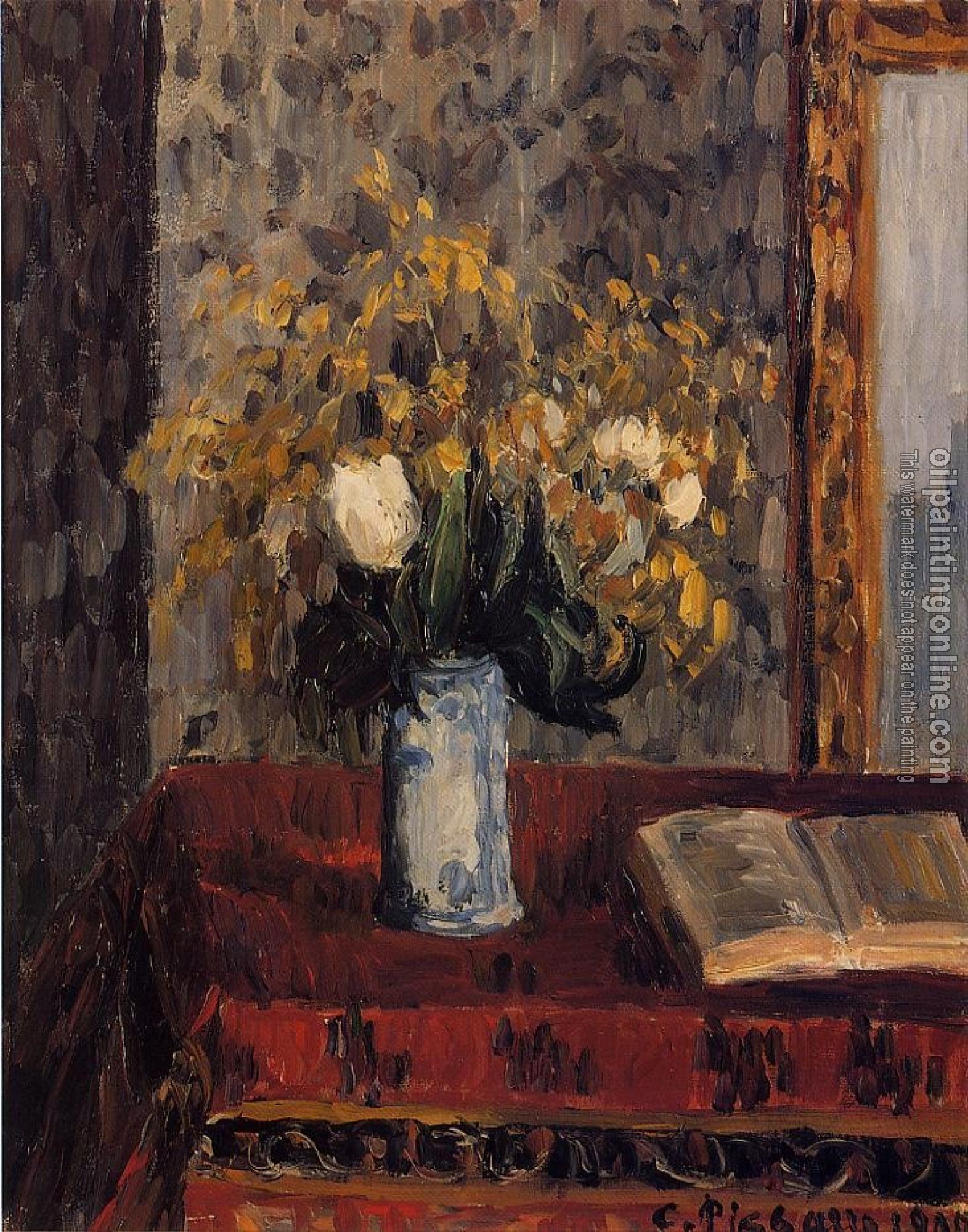 Pissarro, Camille - Vase of Flowers, Tulips and Garnets